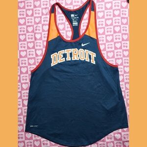 Nike Tee Detroit Tigers Dri-Fit Athletic Cut Navy Blue Tank Top